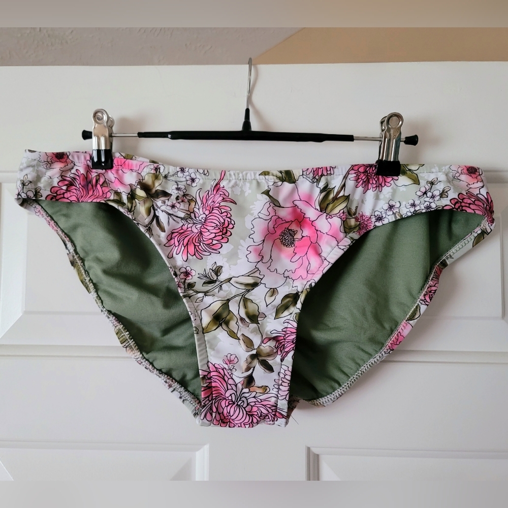 Mossimo Pink & Green Floral Bikini Bottoms - XL
